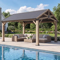 12' x 16' Hardtop Wood Gazebo with Galvanized Steel Gable Roof