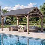 12' x 16' Hardtop Wood Gazebo with Galvanized Steel Gable Roof
