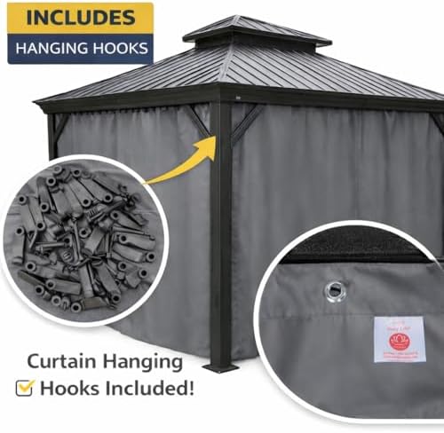 12' x 20' Outdoor Gazebo Privacy Curtain Sidewall, alternate view 4