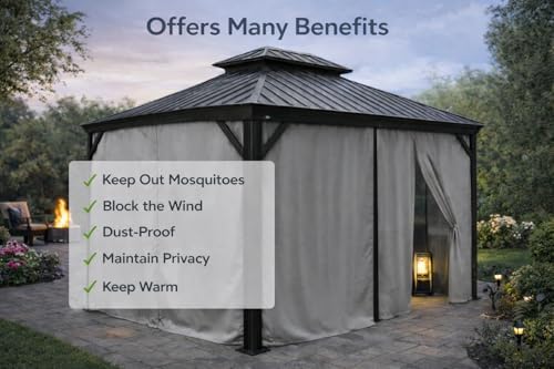 12' x 20' Outdoor Gazebo Privacy Curtain Sidewall, alternate view 5
