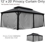 12' x 20' Outdoor Gazebo Privacy Curtain Sidewall, alternate view 7