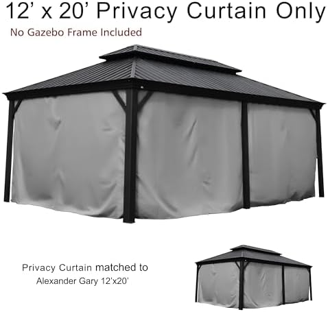 12' x 20' Outdoor Gazebo Privacy Curtain Sidewall, alternate view 7