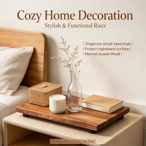12"x 7" Solid Acacia Wood Riser for Kitchen Counter Pedestal Stand in Acacia02, alternate view 5