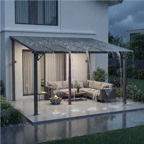 12’x10’ Gazebo for Patio, Pergola with Telescopic Support Post, Black in Black