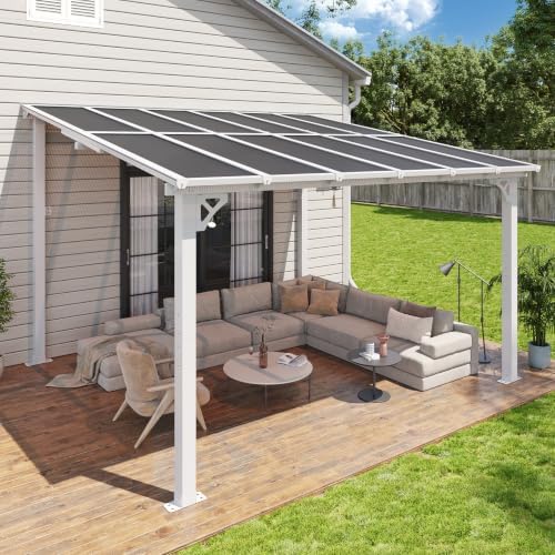12’x10’ Gazebo with Aluminum Frame & Polycarbonate Panel, White in White