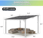 12’x10’ Gazebo with Aluminum Frame & Polycarbonate Panel, White in White, alternate view 2