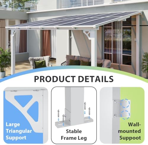 12’x10’ Gazebo with Aluminum Frame & Polycarbonate Panel, White in White, alternate view 3