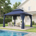 12'x10' Gazebo with Double Roof & Mosquito Netting, Blue in Blue