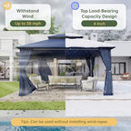 12'x10' Gazebo with Double Roof & Mosquito Netting, Blue in Blue, alternate view 3