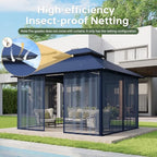 12'x10' Gazebo with Double Roof & Mosquito Netting, Blue in Blue, alternate view 5