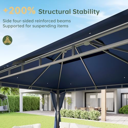 12'x10' Gazebo with Double Roof & Mosquito Netting, Blue in Blue, alternate view 6