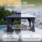 12'x10' Outdoor Gazebo with Curtain & Mosquito Netting, Blue in Blue, alternate view 3