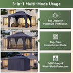 12'x10' Outdoor Gazebo with Curtain & Mosquito Netting, Blue in Blue, alternate view 5
