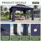 12'x10' Outdoor Gazebo with Curtain & Mosquito Netting, Blue in Blue, alternate view 6