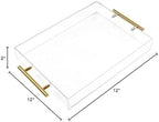 12"x12" Clear Acrylic Serving Tray with Golden Handles, Sturdy Huge Capacity Acrylic Trays for Coffee, Juice, alternate view