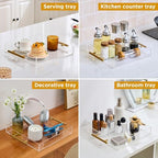 12"x12" Clear Acrylic Serving Tray with Golden Handles, Sturdy Huge Capacity Acrylic Trays for Coffee, Juice, alternate view
