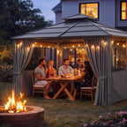 12'x12' Gazebo Privacy Curtains with Mesh Windows, Gray in Gray, alternate view 4
