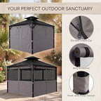 12'x12' Gazebo Privacy Curtains with Mesh Windows, Gray in Gray, alternate view 5