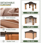 12'x12' Hardtop Gazebo with Polycarbonate Double Roof, Brown in Brown, alternate view 4