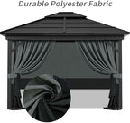 12'x14' Gazebo Privacy Curtains, 4 Panels with Zippers, Gray Black, alternate view 4
