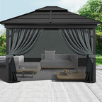 12'x14' Gazebo Privacy Curtains, 4 Panels with Zippers, Gray Black, alternate view 6