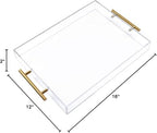 12"x16" Clear Acrylic Serving Tray with Golden Handles, Sturdy Huge Capacity Acrylic Tray for Coffee, Juice, alternate view 3