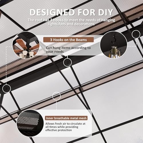 12'x20' Hardtop Polycarbonate Gazebo Brown, alternate view 5