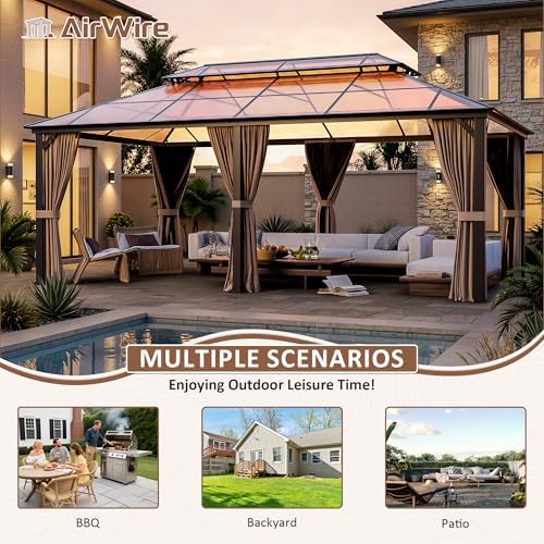 12'x20' Hardtop Polycarbonate Gazebo Brown, alternate view 7