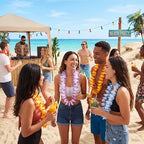 120 Counts Hawaiian Leis Bulk, Colorful Tropical Flower Leis for Kids Adults Hawaiian Beach Luau Party Favor, alternate view