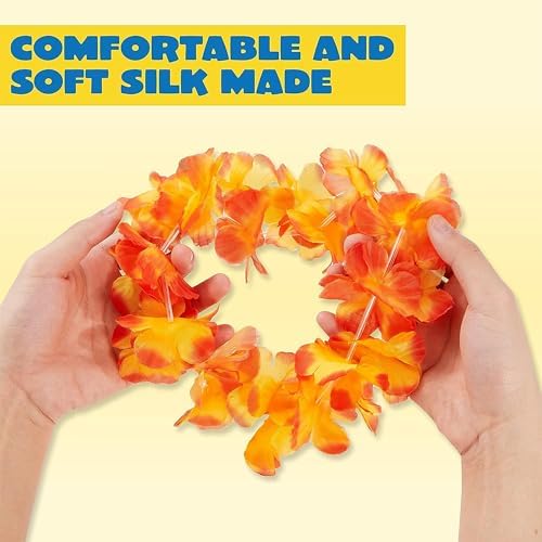 120 Counts Hawaiian Leis Bulk, Colorful Tropical Flower Leis for Kids Adults Hawaiian Beach Luau Party Favor, alternate view