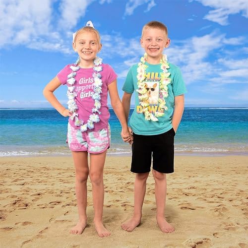 120 Counts Hawaiian Leis Bulk, Colorful Tropical Flower Leis for Kids Adults Hawaiian Beach Luau Party Favor, alternate view