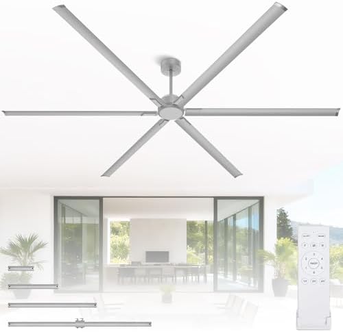 120 Inch HVLS Industrial Ceiling Fan, Extra Large Commercial Ceiling Fan with Aluminum Blades, Reversible DC