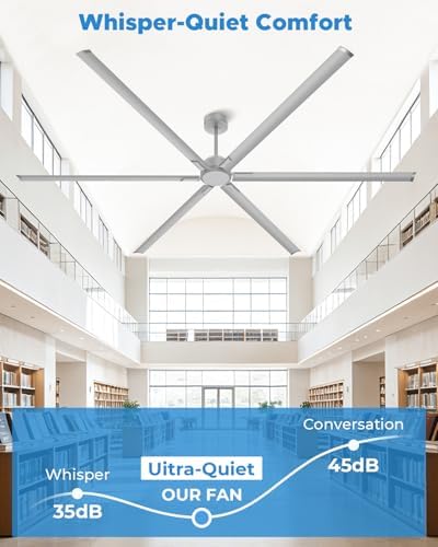 120 Inch HVLS Industrial Ceiling Fan, Extra Large Commercial Ceiling Fan with Aluminum Blades, Reversible DC, alternate view