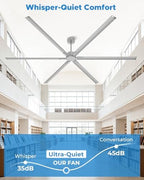 120 Inch HVLS Industrial Ceiling Fan, Extra Large Commercial Ceiling Fan with Aluminum Blades, Reversible DC, alternate view