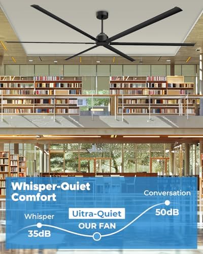 120 Inch HVLS Industrial Ceiling Fan with Control, Big Assed Fan in Black, alternate view 5