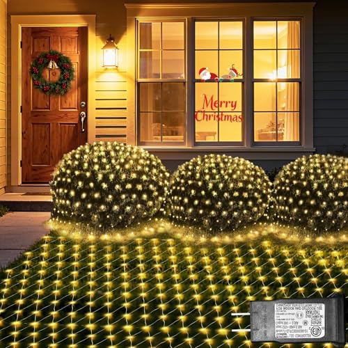 120 LED Christmas Net Lights, 5ft x 5ft Mesh Lights Outdoor 8 Modes Timer, Waterproof Connectable String Lights