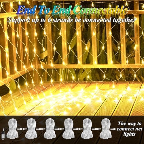 120 LED Christmas Net Lights, 5ft x 5ft Mesh Lights Outdoor 8 Modes Timer, Waterproof Connectable String Lights, alternate