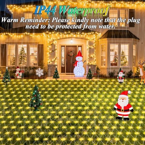 120 LED Christmas Net Lights, 5ft x 5ft Mesh Lights Outdoor 8 Modes Timer, Waterproof Connectable String Lights, alternate