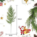 120 Pcs Artificial Cedar Picks, Christmas Greenery Pine Stems, alternate view 3