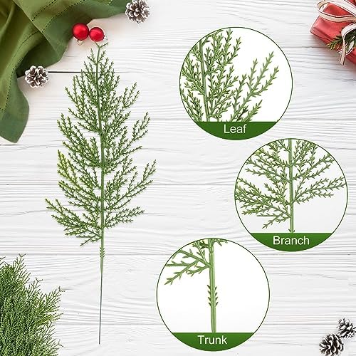 120 Pcs Artificial Cedar Picks, Christmas Greenery Pine Stems, alternate view 4