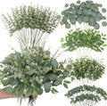 120 Pcs Artificial Mixed Eucalyptus Stems Bulk, Green in Green
