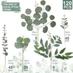 120 Pcs Artificial Mixed Eucalyptus Stems Bulk, Green in Green, alternate view 4