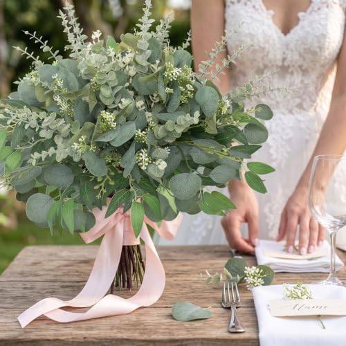 120 Pcs Artificial Mixed Eucalyptus Stems Bulk, Green in Green, alternate view 6
