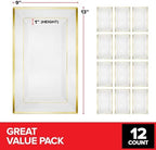 (120 Pcs) Premium White and Gold Plastic Serving Tray, Plastic Serving Platter Disposable, White Rectangle Party, alternate