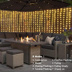 1200 LED Curtain Fairy Lights 10Ftx10Ft with Timer Remote Control Plug in in Warm White, alternate view 3