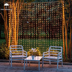 1200 LED Curtain Fairy Lights 10Ftx10Ft with Timer Remote Control Plug in in Warm White, alternate view 4