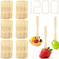 1200PCS Bamboo Appetizer Forks, Fancy Toothpicks for Appetizers - 3.5 Inch in Brown