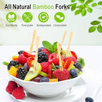 1200PCS Bamboo Appetizer Forks, Fancy Toothpicks for Appetizers - 3.5 Inch in Brown, alternate view 5