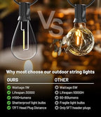 120FT Outdoor String Lights,35 Waterproof Shatterproof Edison Bulbs, alternate view 2