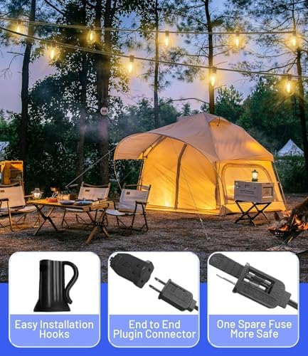 120FT Outdoor String Lights,35 Waterproof Shatterproof Edison Bulbs, alternate view 3
